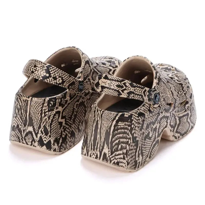Leopard Thick Bottom Clogs for Women Closed Toe Chunky - Jungle Line