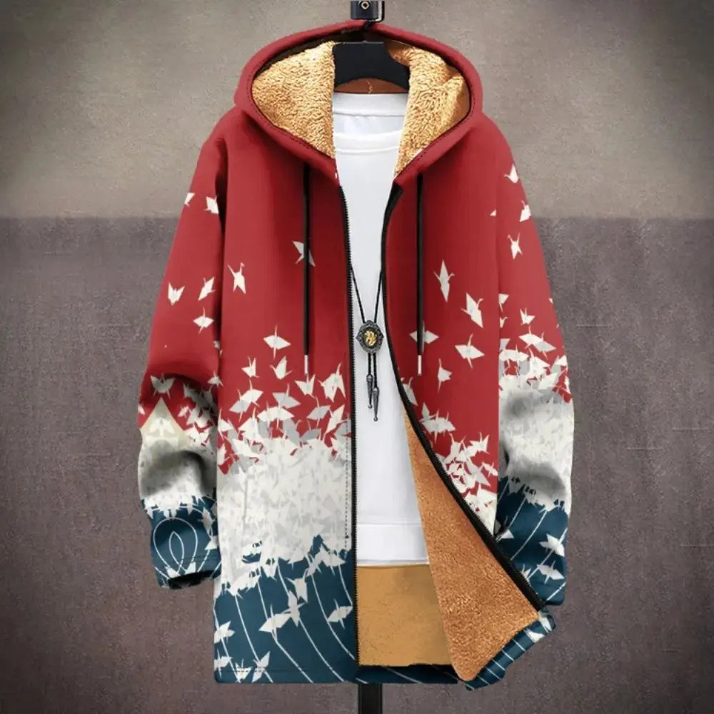 Men Cardigans Coats Leopard Pattern Art Graphics Printed - Jungle Line