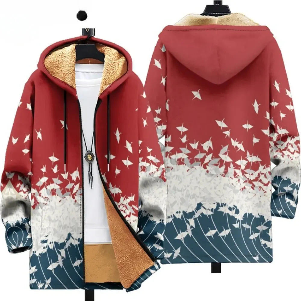 Men Cardigans Coats Leopard Pattern Art Graphics Printed - Jungle Line