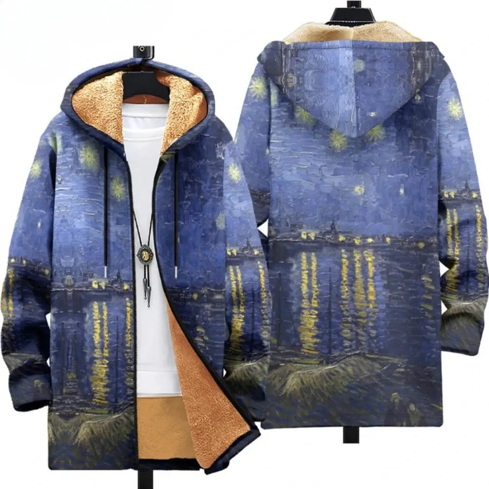 Men Cardigans Coats Leopard Pattern Art Graphics Printed - Jungle Line