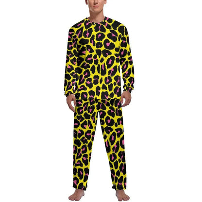 Brown Leopard Print Pajamas Autumn Animal Casual Jungle Line