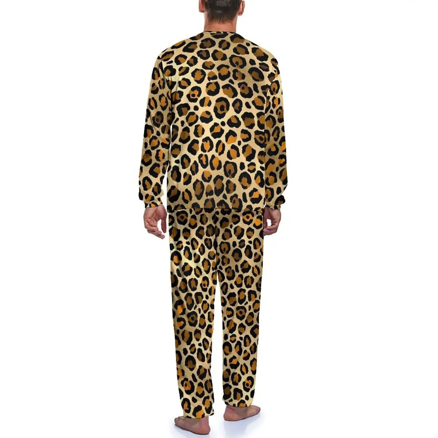 Orange Leopard Print Pajamas Spring  Casual Sleepwear Jungle Line