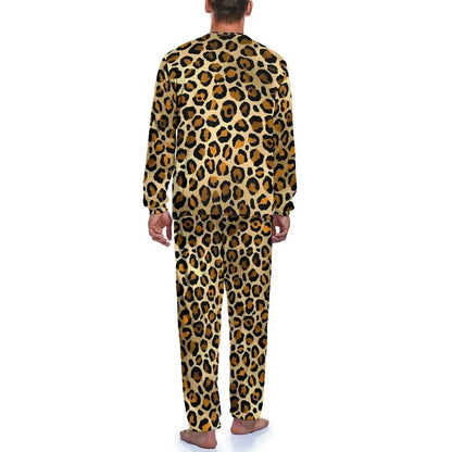 Orange Leopard Print Pajamas Spring  Casual Sleepwear Jungle Line