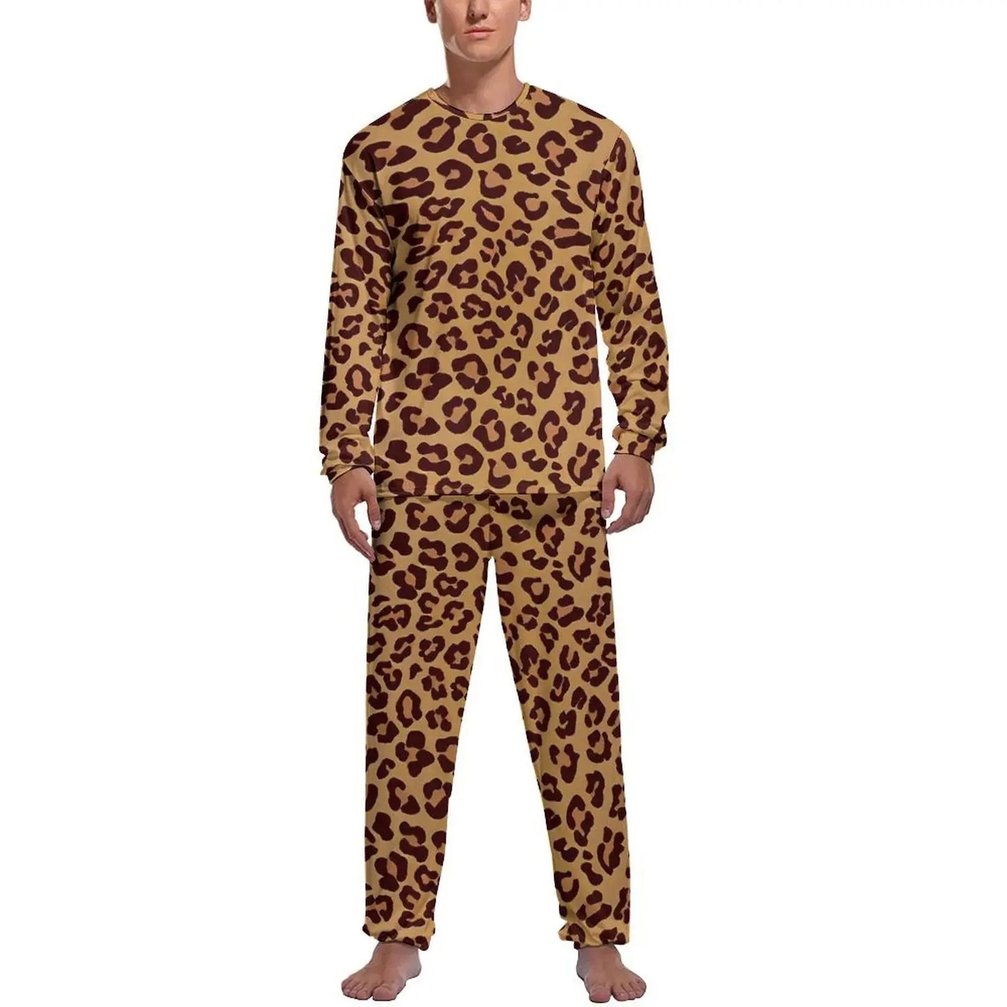 Orange Leopard Print Pajamas Spring  Casual Sleepwear Jungle Line