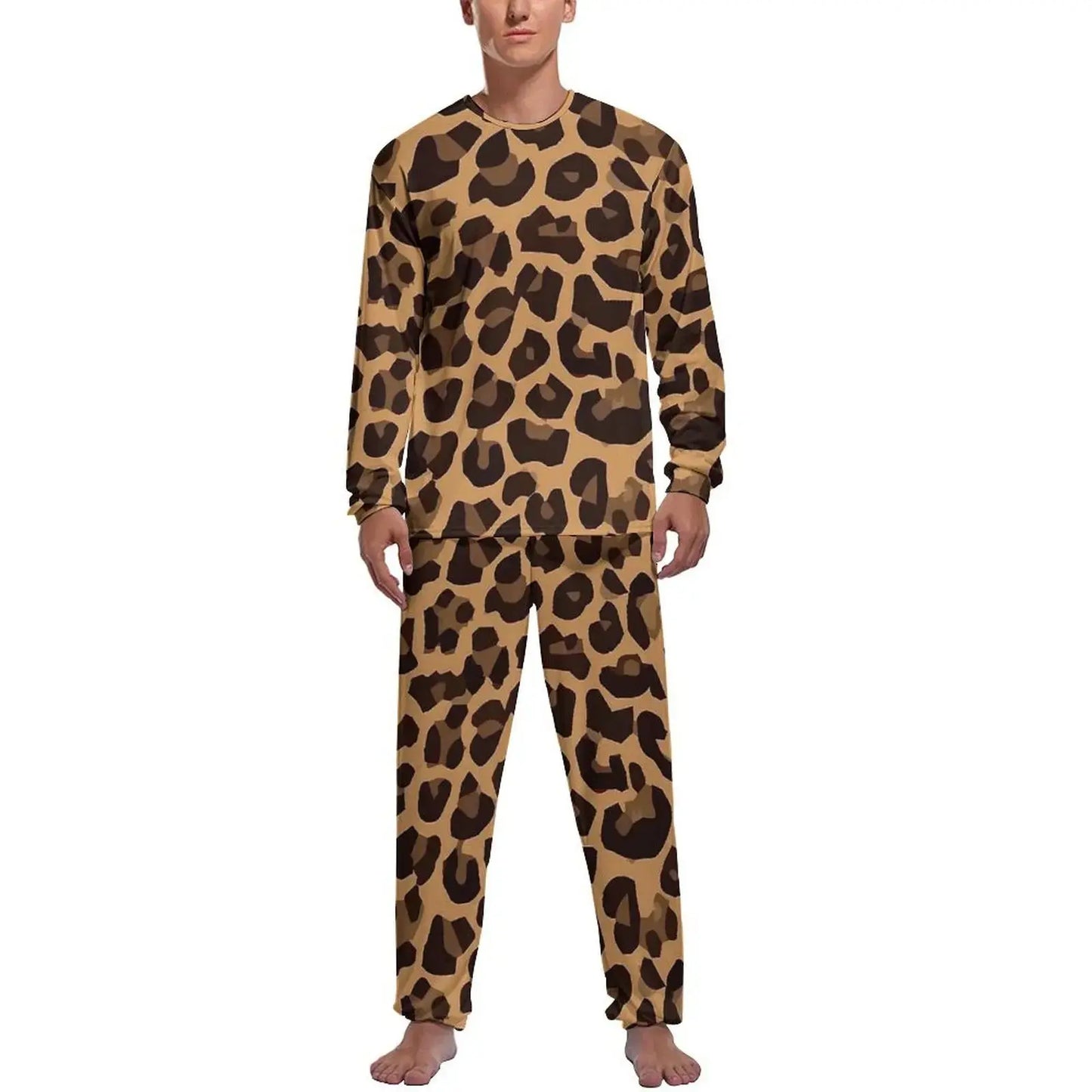 Orange Leopard Print Pajamas Spring  Casual Sleepwear Jungle Line
