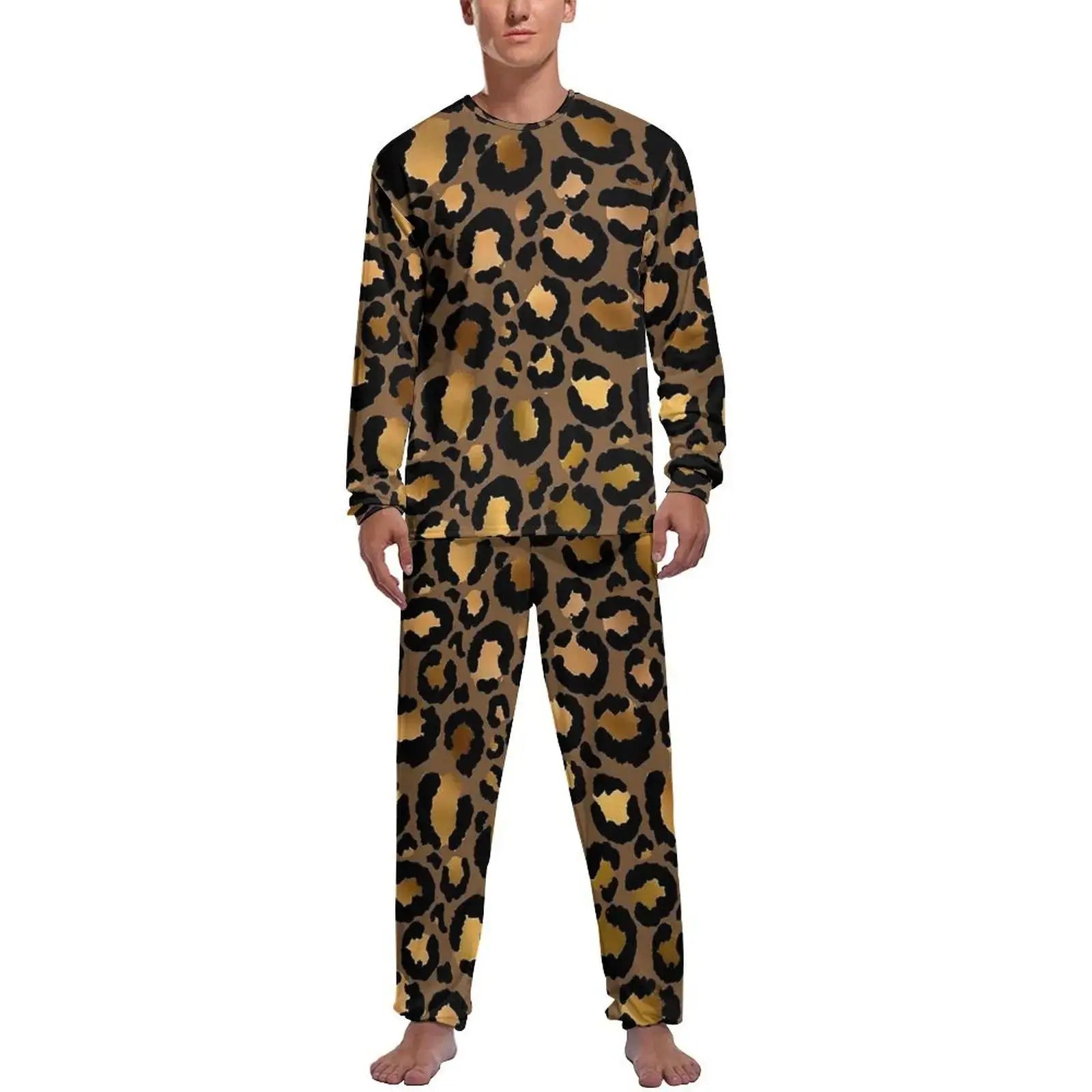 Orange Leopard Print Pajamas Spring  Casual Sleepwear Jungle Line
