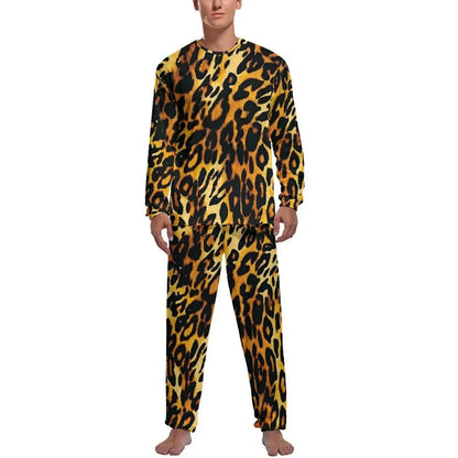 Orange Leopard Print Pajamas Spring  Casual Sleepwear Jungle Line