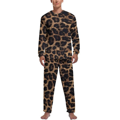 Orange Leopard Print Pajamas Spring  Casual Sleepwear Jungle Line