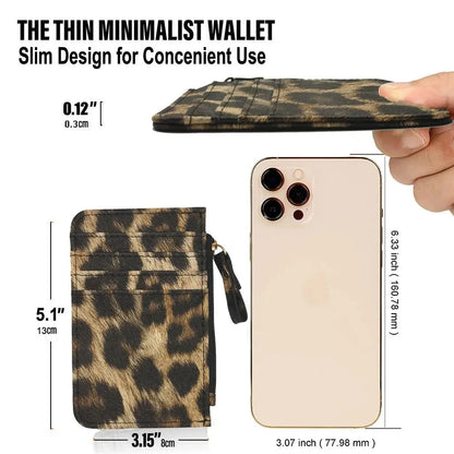 New Leopard Pattern Leather Slim Card Wallet For  men - Jungle Line