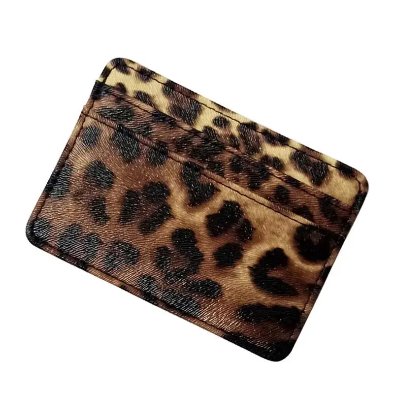 New Leopard Pattern Leather Slim Card Wallet For  men - Jungle Line