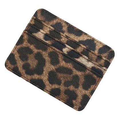 New Leopard Pattern Leather Slim Card Wallet For  men - Jungle Line