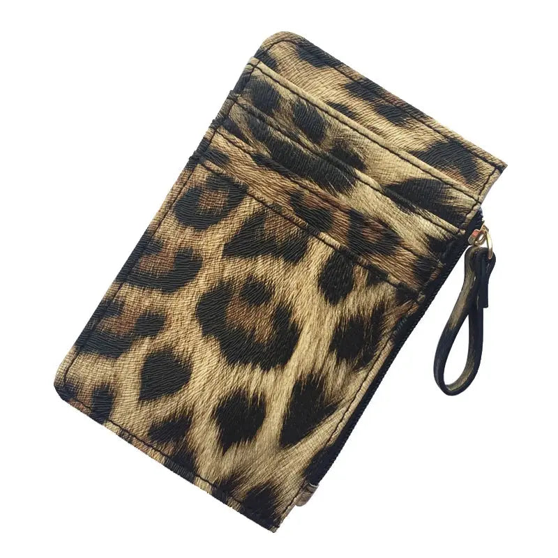 New Leopard Pattern Leather Slim Card Wallet For  men - Jungle Line