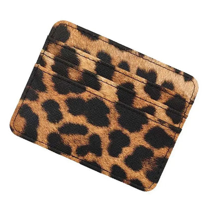 New Leopard Pattern Leather Slim Card Wallet For  men - Jungle Line