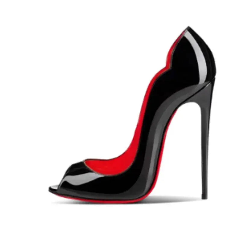 New leopard print fish mouth patent leather12cm high heels,slim heels,pointed toes,shallow mouth,party sexy fashion womens shoes - Jungle Line