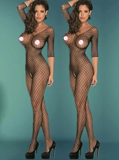 Leopard Silk Sexy Lingerie Women Body Stocking Underwear Cosplay 18 Lingerie Clothing Fishnet Bodysuit Open Crotch Bodystockings - Jungle Line