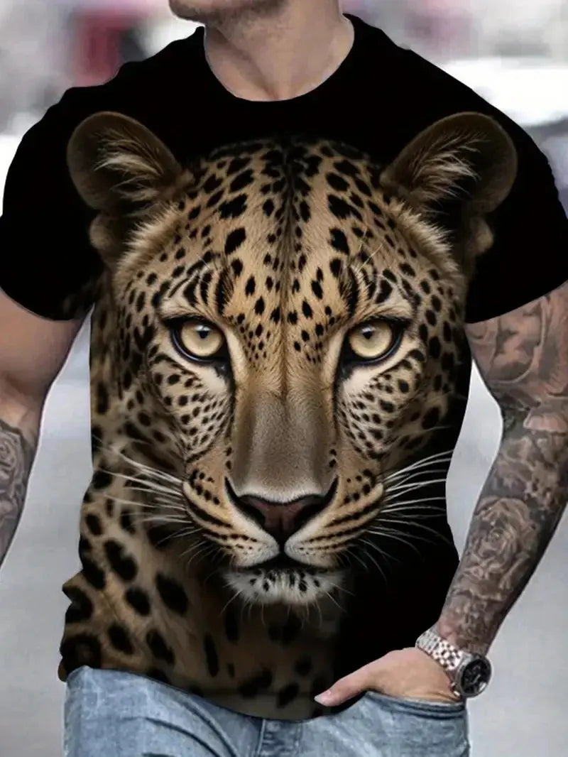 Stylish 3D Leopard Print T-Shirt for Men – Jungle Line  