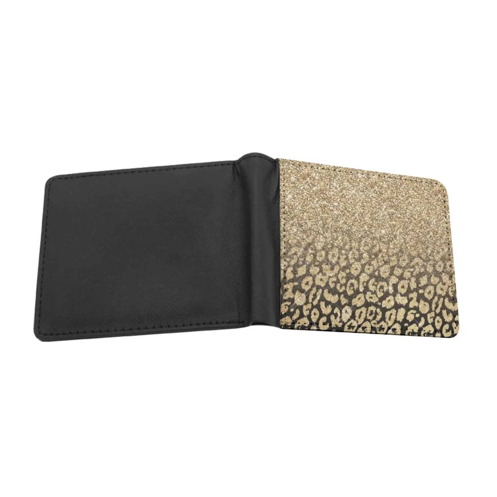 Black Leopard Print Gold Glitter Ombre Pu Leather Wallets - Jungle Line