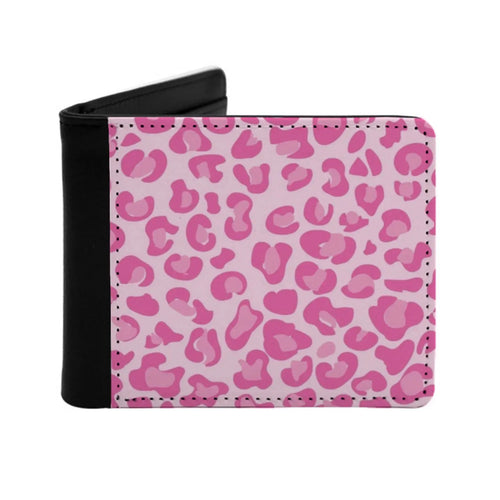Pink Leopard Print Wallet For Men Pu Leather Money Purse - Jungle Line