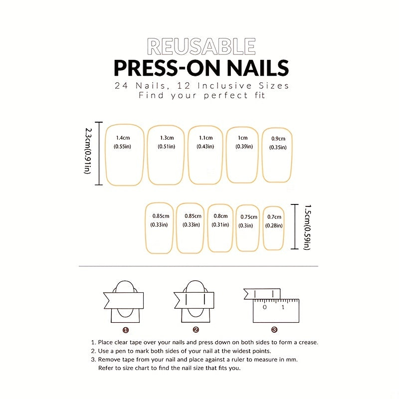 Leopard Print Press On Nails, Short Square Glue On Nails, Glossy Fake Nails For Women And Girls, 24 Pcs - Jungle Line