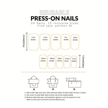 Leopard Print Press On Nails, Short Square Glue On Nails, Glossy Fake Nails For Women And Girls, 24 Pcs - Jungle Line