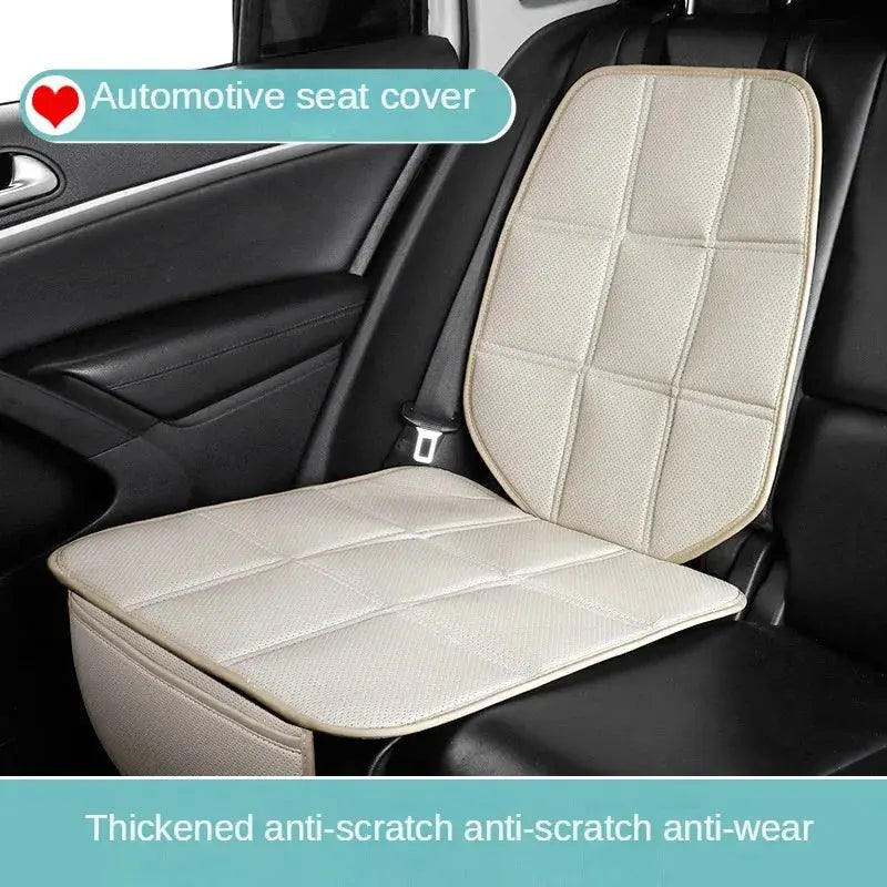Leather car seat protector cover by Jungle Line, designed for child safety, fits rear seats to protect and secure car seats.