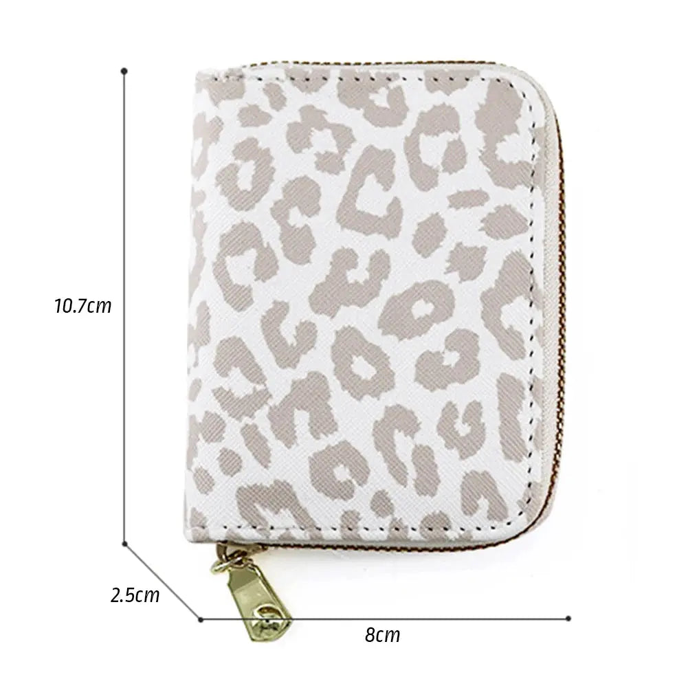 White Leopards Print Zipper Card Bag Wear-Resistant - Jungle Line