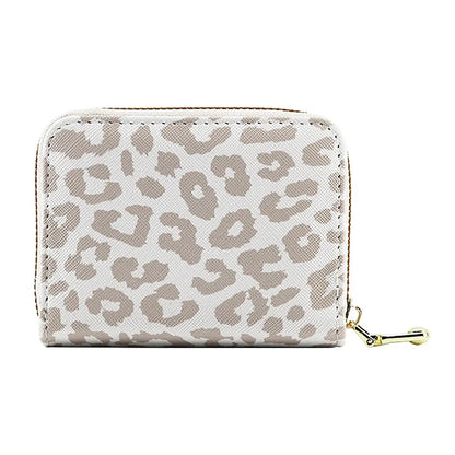 White Leopards Print Zipper Card Bag Wear-Resistant - Jungle Line
