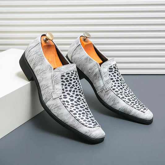 Summer New Leopard Print Men's Shoes Pointed Jungle Line