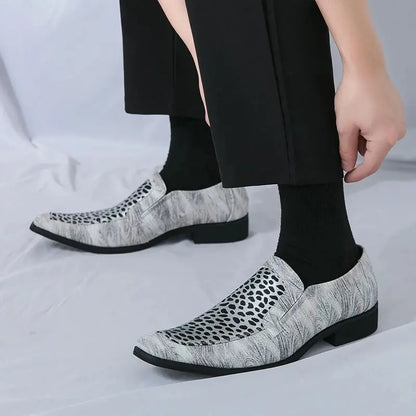 Summer New Leopard Print Men's Shoes Pointed Jungle Line