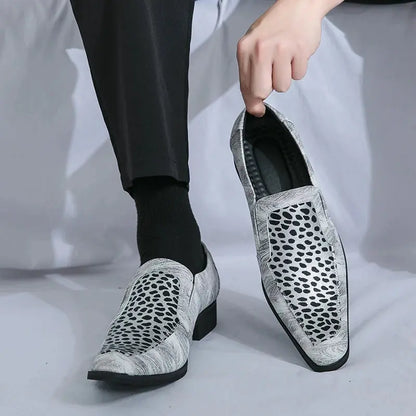 Summer New Leopard Print Men's Shoes Pointed Jungle Line