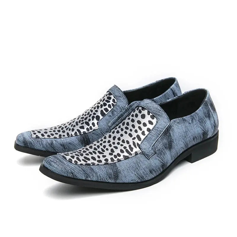 Summer New Leopard Print Men's Shoes Pointed Jungle Line