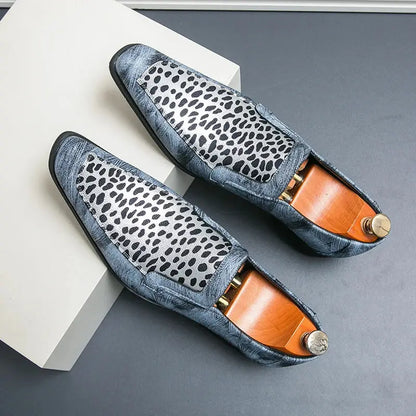 Summer New Leopard Print Men's Shoes Pointed Jungle Line