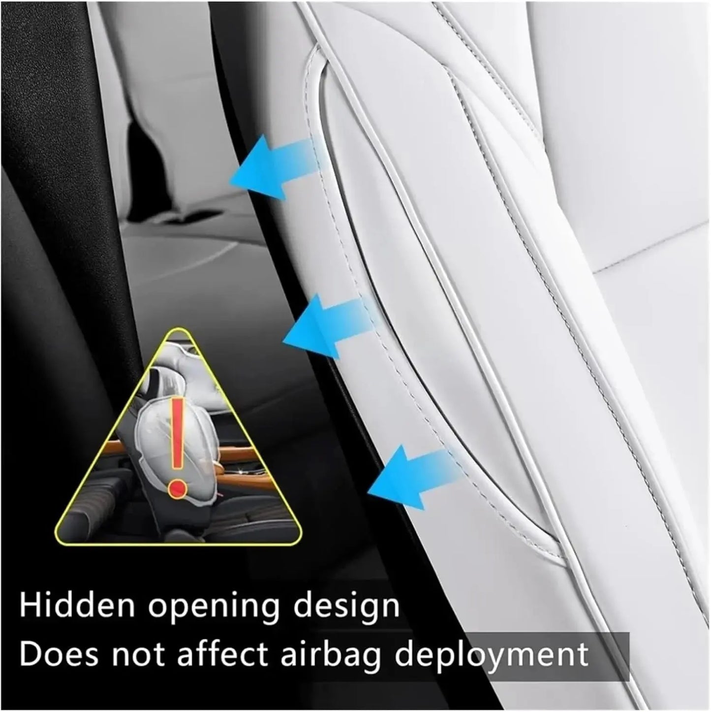 Jungle Line white Nappa leather seat covers for Tesla Model 3 Highland 2024, fitted on front seats with detailed stitching