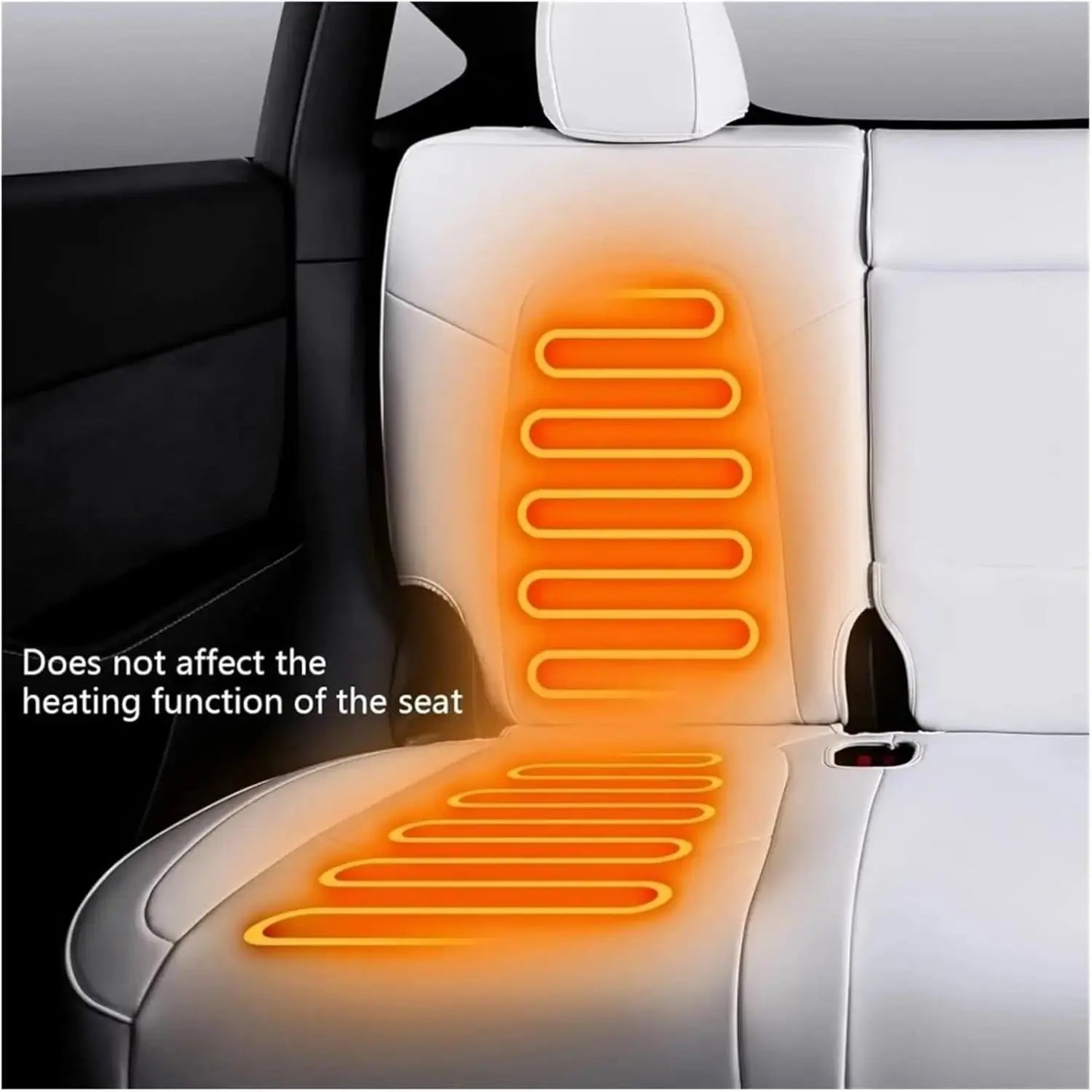 Jungle Line white Nappa leather seat covers for Tesla Model 3 Highland 2024, fitted over front seats with detailed stitching.