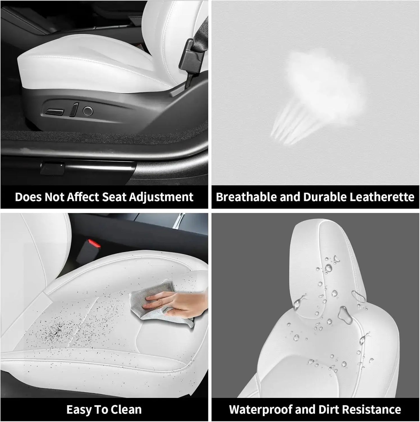 Jungle Line white Nappa leather seat covers for Tesla Model 3 Highland 2024, showing the premium upholstery on car seats.
