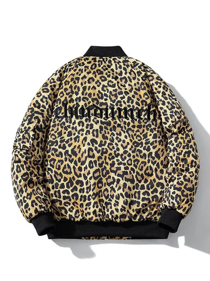 Fashion Bomber Jacket Men Leopard Hip Hop Pilot Jungle Line