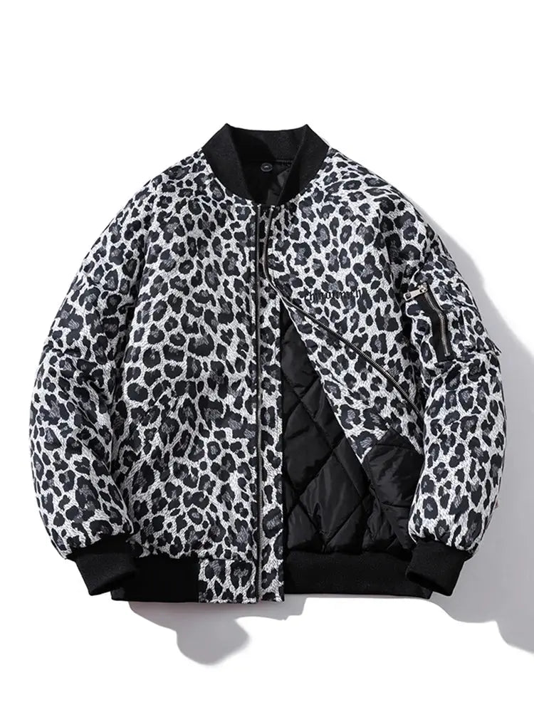 Fashion Bomber Jacket Men Leopard Hip Hop Pilot Jungle Line