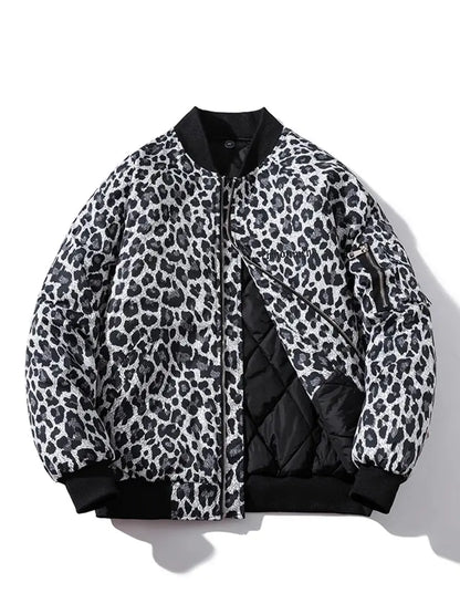 Fashion Bomber Jacket Men Leopard Hip Hop Pilot Jungle Line