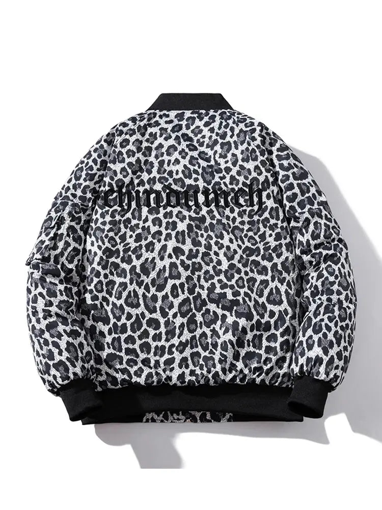 Fashion Bomber Jacket Men Leopard Hip Hop Pilot Jungle Line