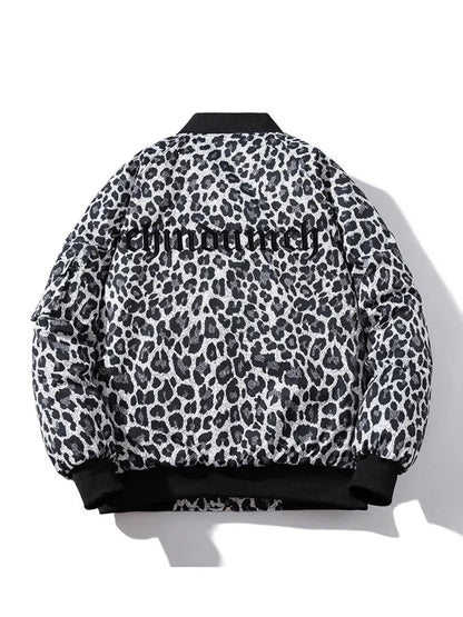 Fashion Bomber Jacket Men Leopard Hip Hop Pilot Jungle Line