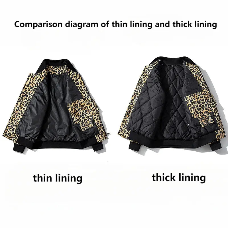 Fashion Bomber Jacket Men Leopard Hip Hop Pilot Jungle Line