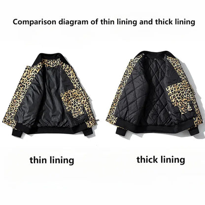 Fashion Bomber Jacket Men Leopard Hip Hop Pilot Jungle Line