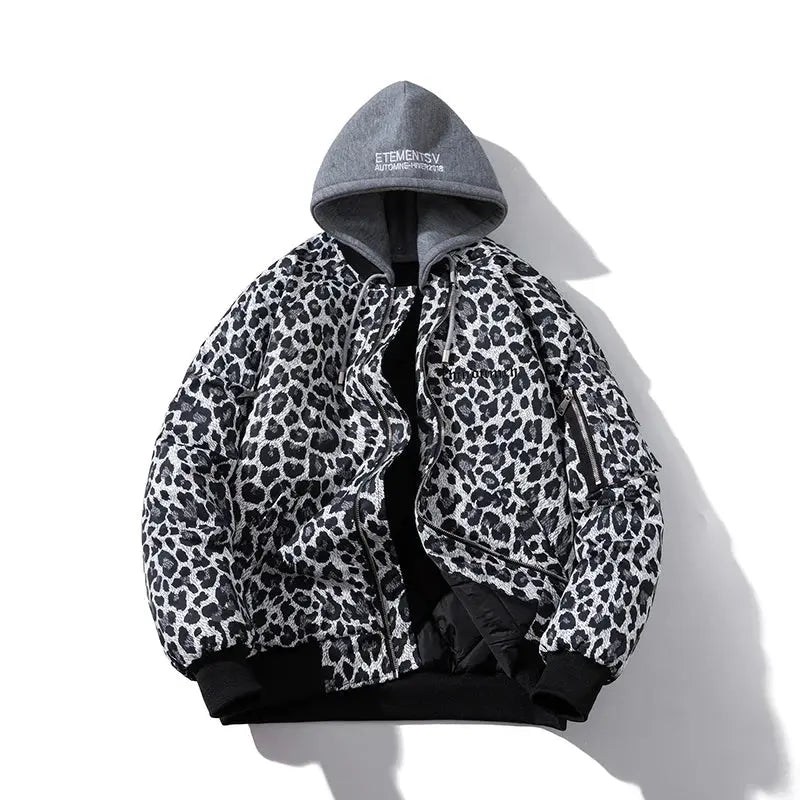 Fashion Bomber Jacket Men Leopard Hip Hop Pilot Jungle Line