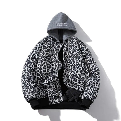 Fashion Bomber Jacket Men Leopard Hip Hop Pilot Jungle Line
