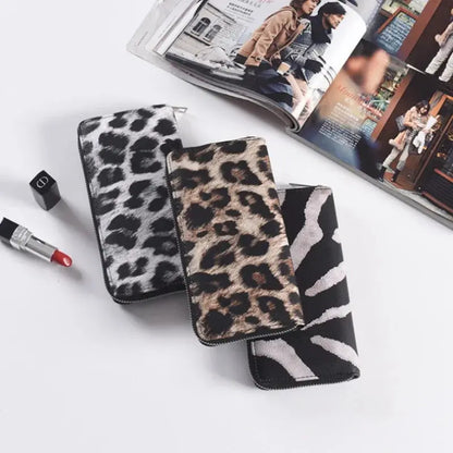 Leather Women Wallet Classic Leopard Animal Print - Jungle Line