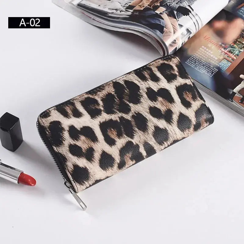 Leather Women Wallet Classic Leopard Animal Print - Jungle Line