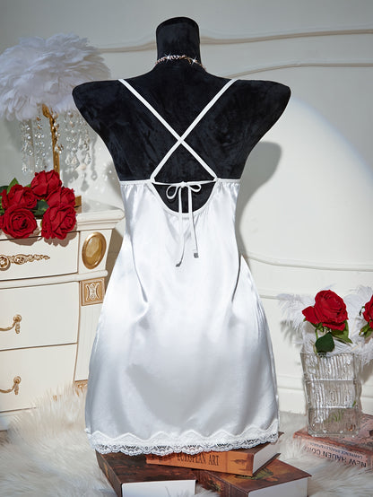 Nuit en soie avec robe de nuit sexy à imprimé léopard, sans manches, col en V, ourlets asymétriques et poignets froncés, léger.