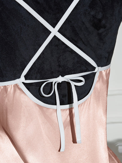 Nuit de femme Jungle Line, nuisette sexy à imprimé léopard, V-neck, sans manches, ourlet asymétrique, détails froncés, léger été