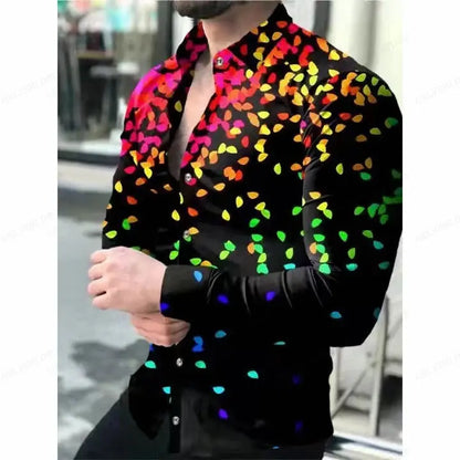 Chemise homme à manches longues Jungle Line avec motif léopard Hawaii, style mode, tissu léger et tendance.