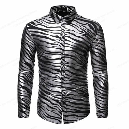 Chemise hawaïenne pour homme Jungle Line à manches longues avec motif léopard, style tendance et décontracté.